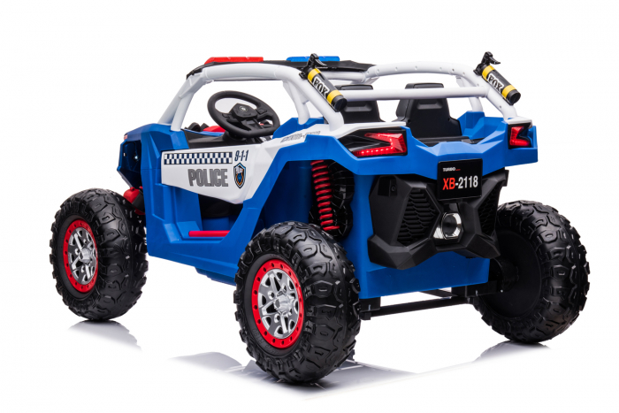 Police ride-on UTV XB2118, 4x4, 220W, 12V, double leather seat, bluetooth, blue [16]
