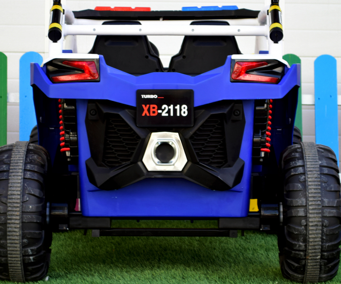 Police ride-on UTV XB2118, 4x4, 220W, 12V, double leather seat, bluetooth, blue [5]