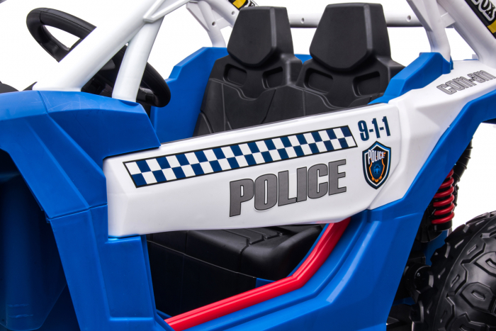 Police ride-on UTV XB2118, 4x4, 220W, 12V, double leather seat, bluetooth, blue [18]