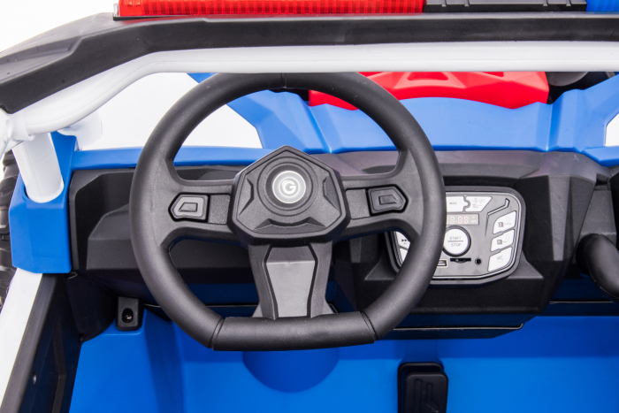 Police ride-on UTV XB2118, 4x4, 220W, 12V, double leather seat, bluetooth, blue [8]