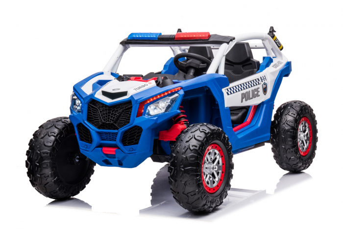 Police ride-on UTV XB2118, 4x4, 220W, 12V, double leather seat, bluetooth, blue [12]