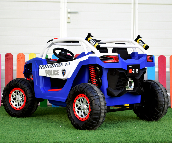 Police ride-on UTV XB2118, 4x4, 220W, 12V, double leather seat, bluetooth, blue [3]