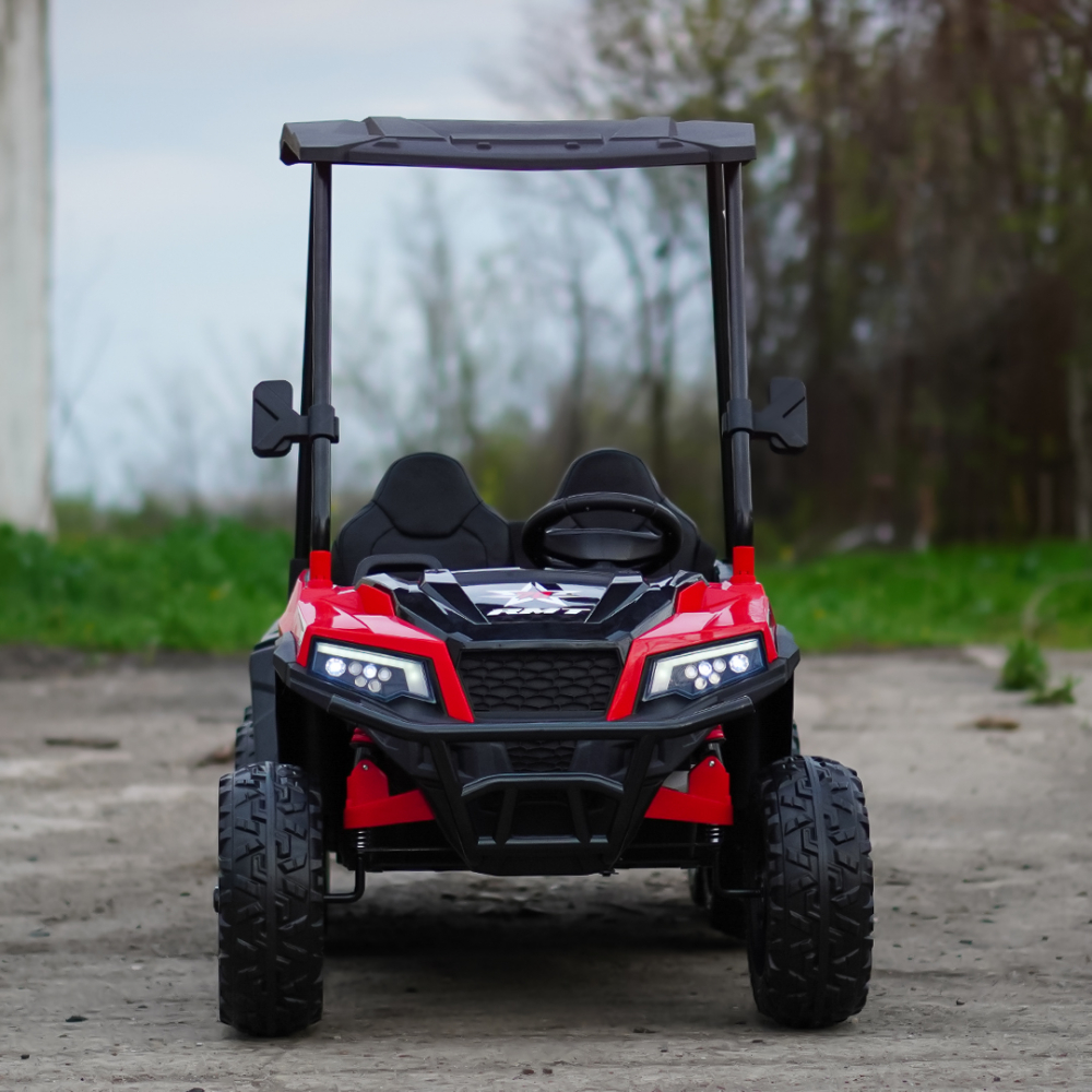 UTV electric pt 2 copii, bluetooth, roti EVA, scaun tapitat, 180W, 12V, premium, rosu [2]