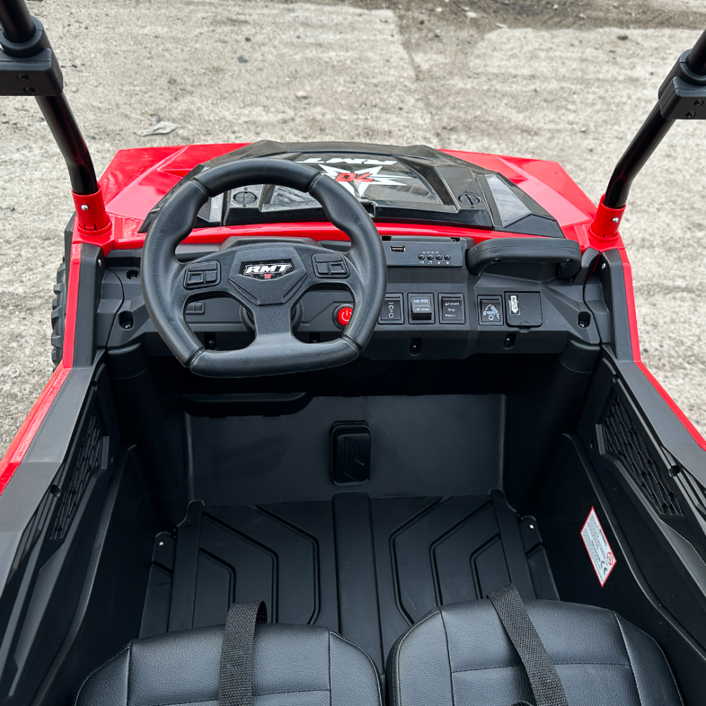 UTV electric pt 2 copii, bluetooth, roti EVA, scaun tapitat, 180W, 12V, premium, rosu [12]