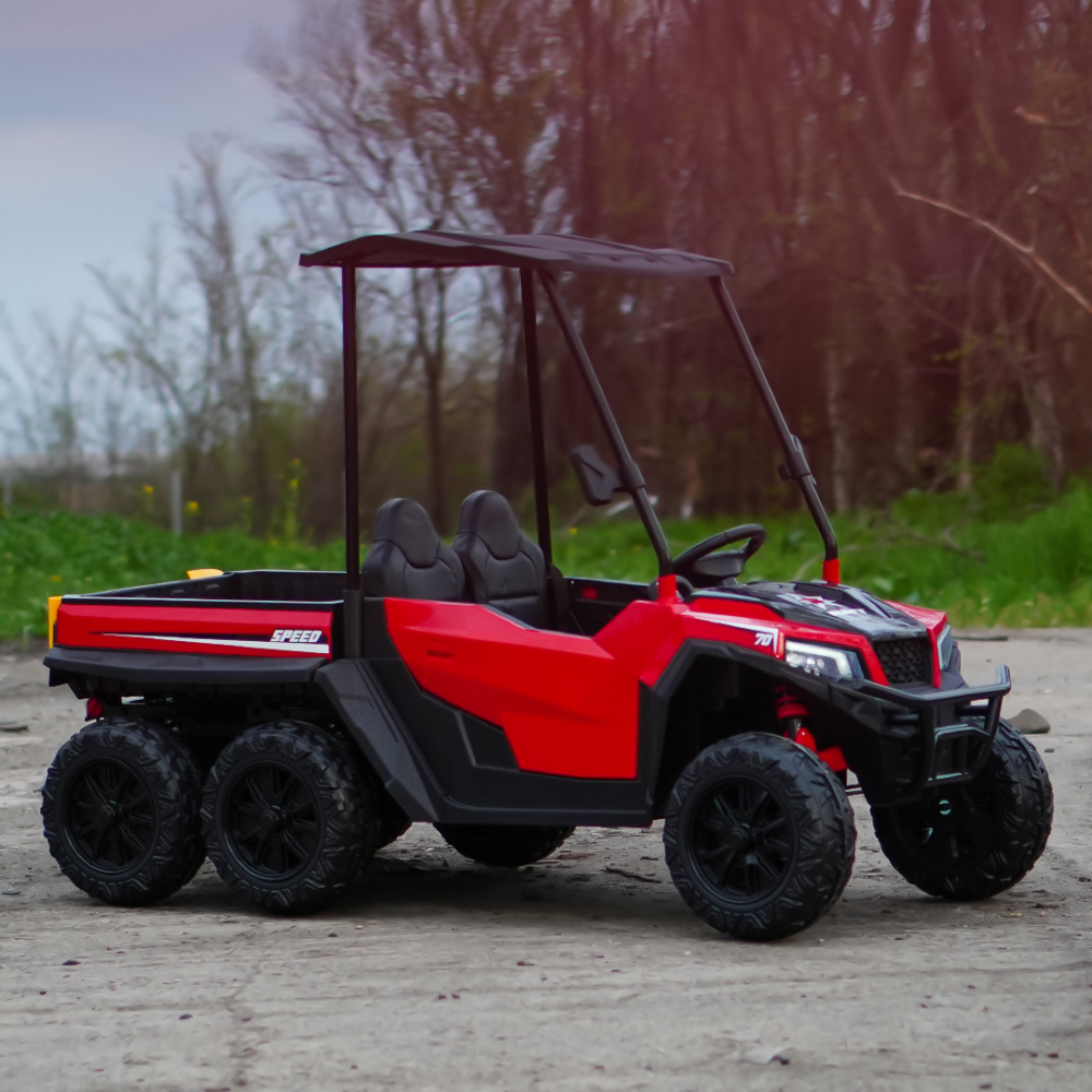 UTV electric pt 2 copii, bluetooth, roti EVA, scaun tapitat, 180W, 12V, premium, rosu [9]