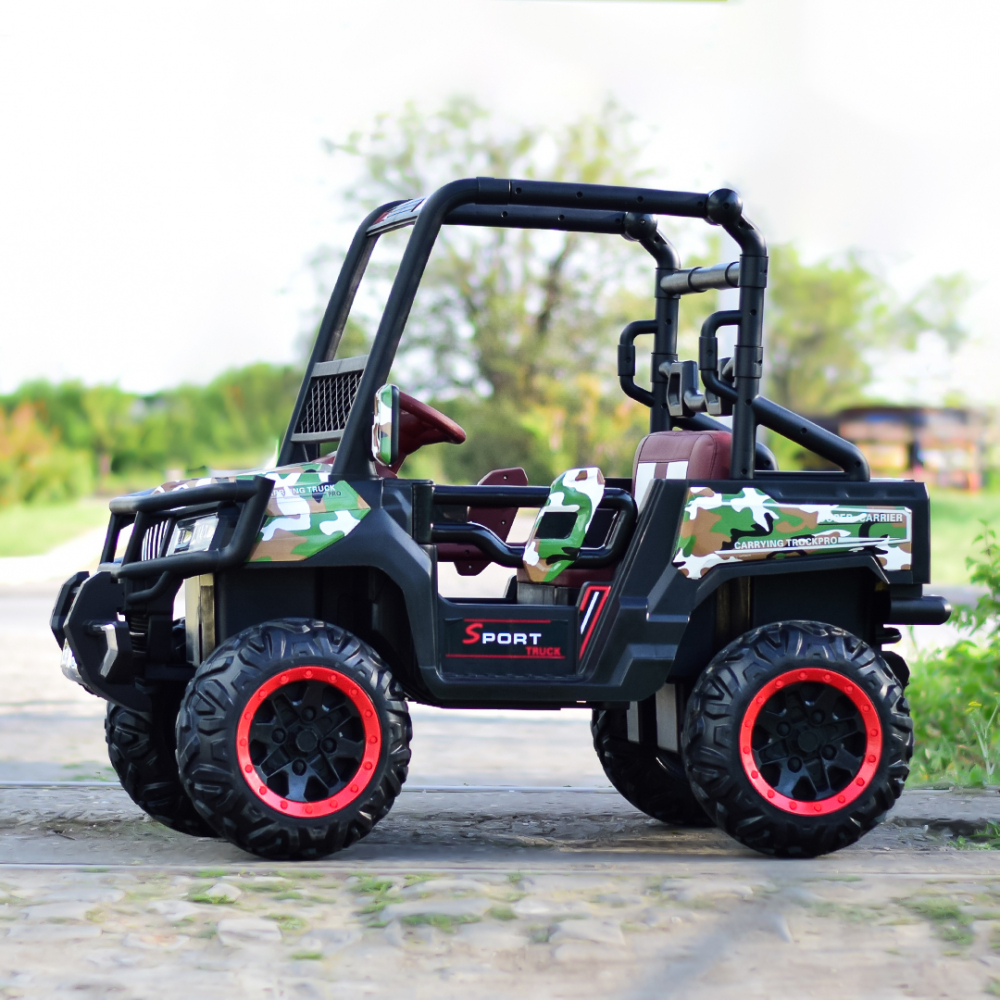 Electric ride-on UTV Super-Carrier for kids, 4x4, 2 seats, 140W, 12V, premium, camouflage green [6]