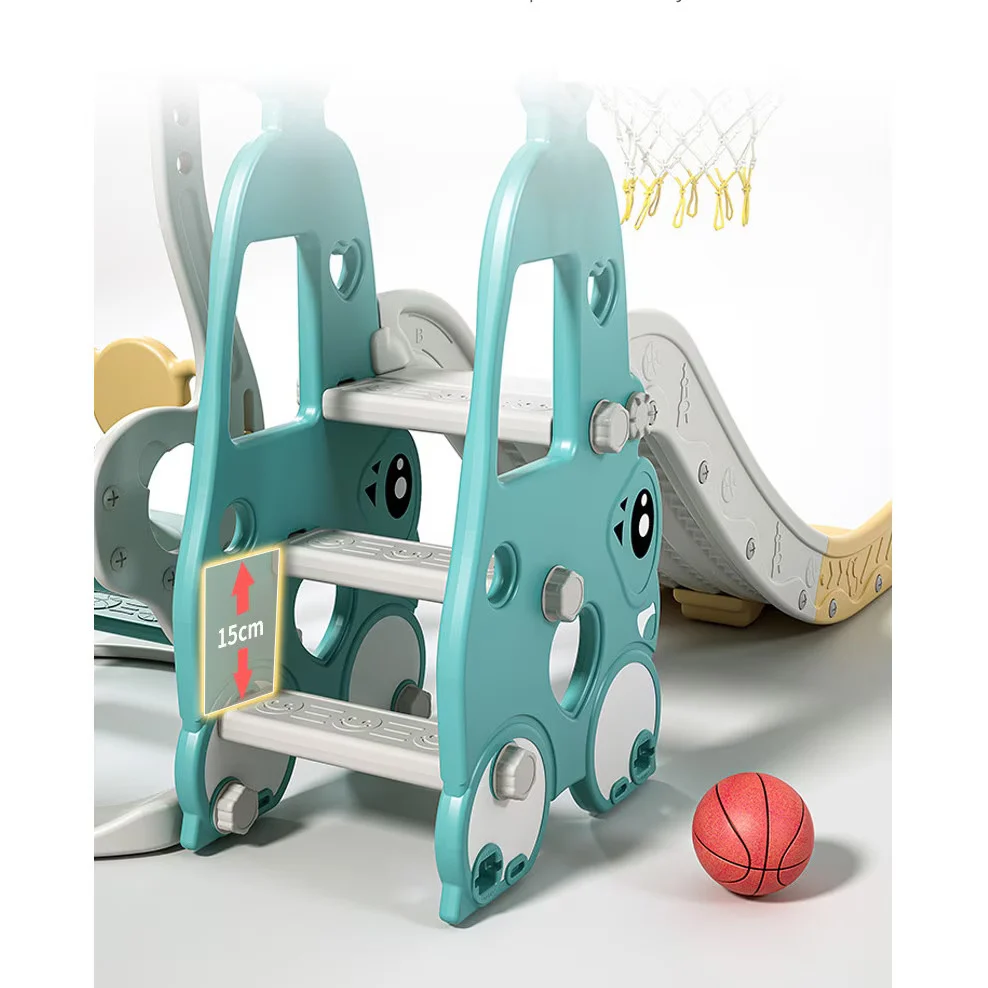 Kids Indoor & Outdoor Playset for Ages 1–4 with Swing, Slide, Ball Pit & Basketball Hoop, green [4]