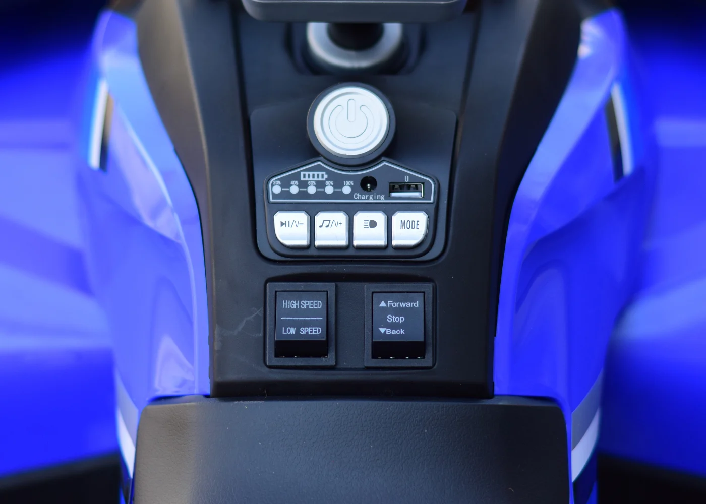 ATV electric 4x4 SuperOffroad 140W 12V, RC, music player, albastru [5]