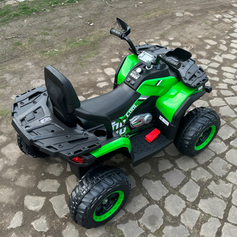 Ride-on electric ATV for kids SuperOffroad, 4x4, 140W 12V, RC, music player, green [12]