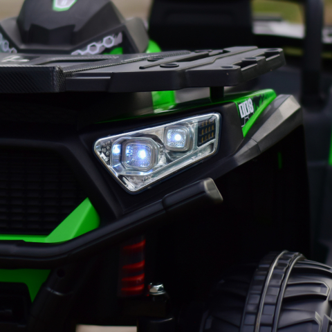 Ride-on electric ATV for kids SuperOffroad, 4x4, 140W 12V, RC, music player, green [15]