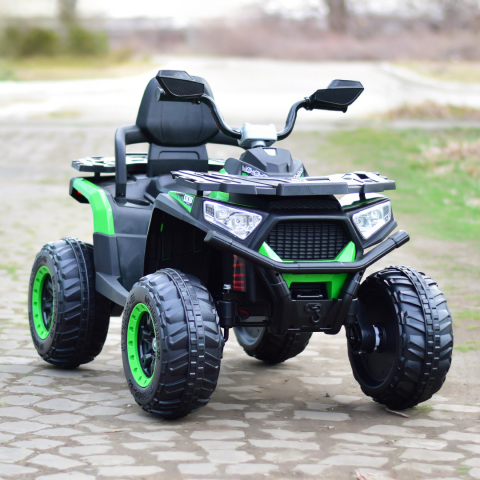 Ride-on electric ATV for kids SuperOffroad, 4x4, 140W 12V, RC, music player, green [3]
