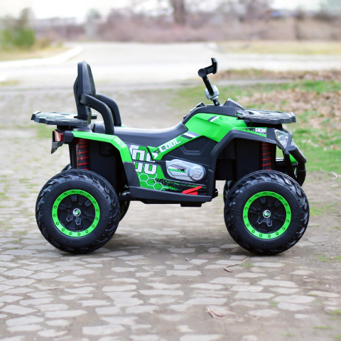 Ride-on electric ATV for kids SuperOffroad, 4x4, 140W 12V, RC, music player, green [5]