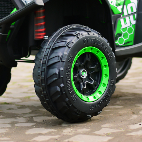 Ride-on electric ATV for kids SuperOffroad, 4x4, 140W 12V, RC, music player, green [14]