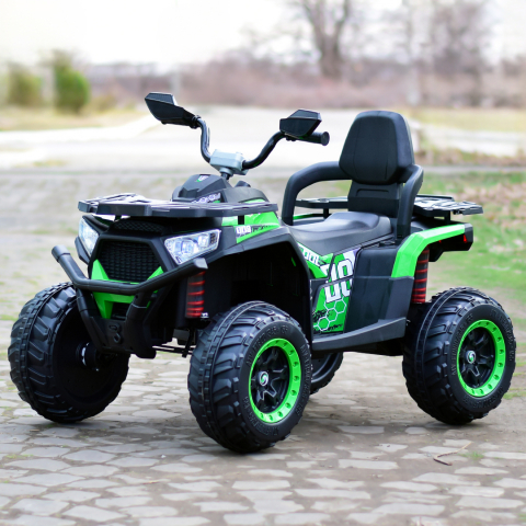 Ride-on electric ATV for kids SuperOffroad, 4x4, 140W 12V, RC, music player, green [11]