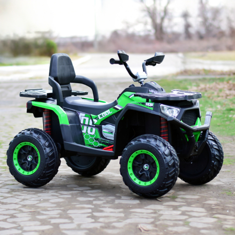 Ride-on electric ATV for kids SuperOffroad, 4x4, 140W 12V, RC, music player, green [4]