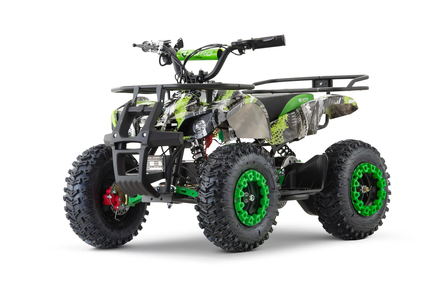 Ride On ATV & UTV - NITRO Torino Kids Electric Quad ATV 1200W 48V with Snowy Tyres – Green Graffiti