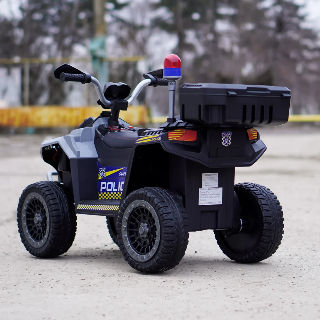 ATV electric copii Police, 80W, 12V 7Ah, echipare premium, gri [4]