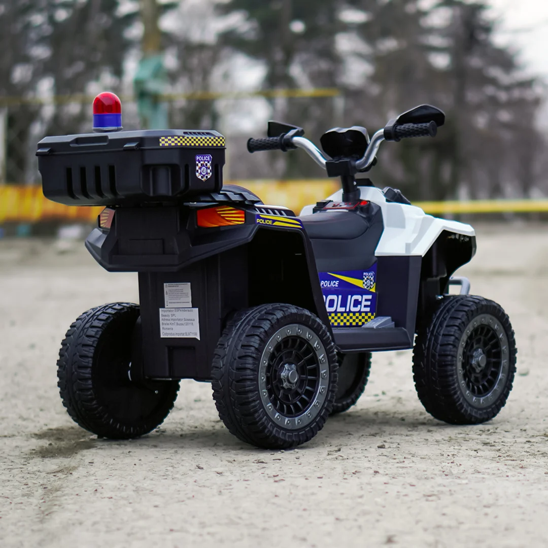 ATV electric copii Police, 80W, 12V 7Ah, echipare premium, alb [4]