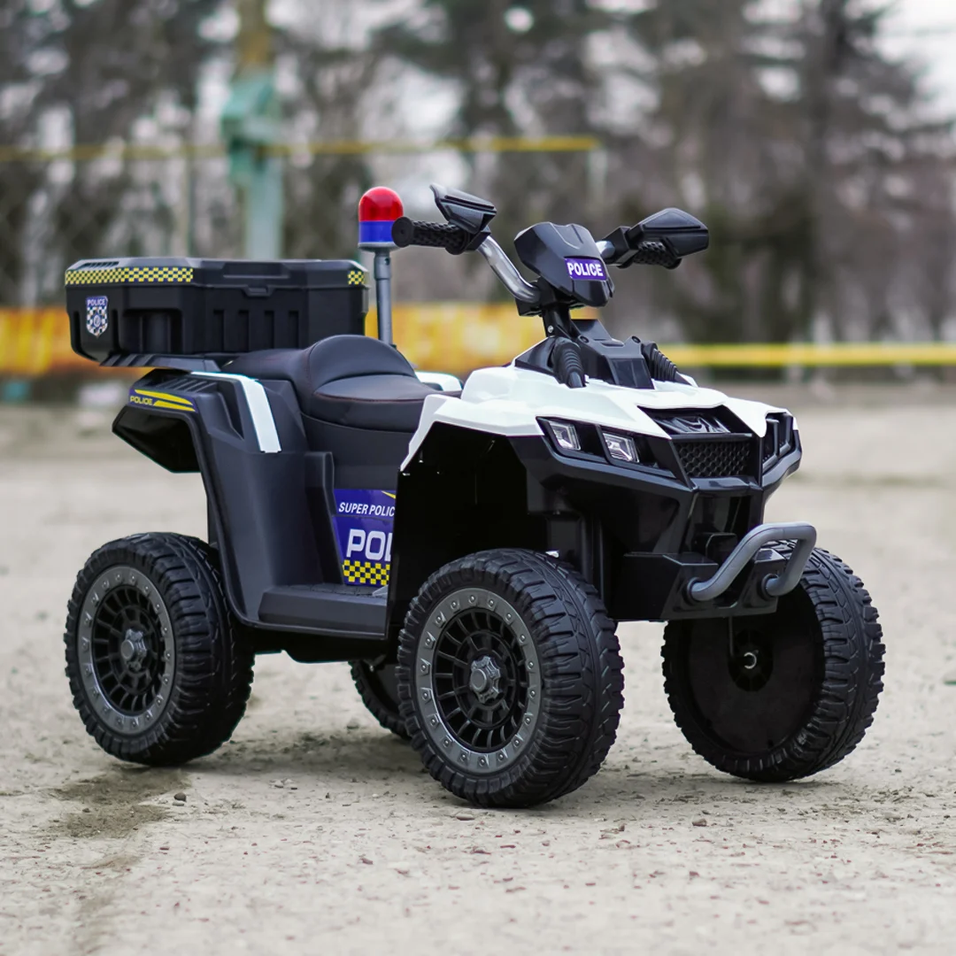 ATV electric copii Police, 80W, 12V 7Ah, echipare premium, alb [9]