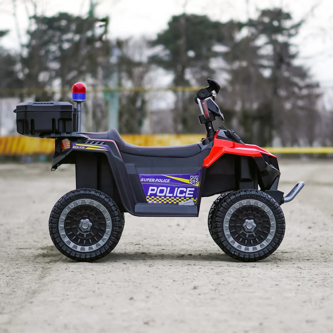 ATV electric copii Police, 80W, 12V 7Ah, echipare premium, rosu [6]