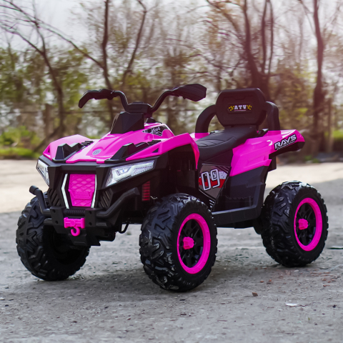 ATV electric pentru copii, 2 locuri, SuperOffroad V2, 4x4, 180W, 12V, 12Ah, premium, roz [1]