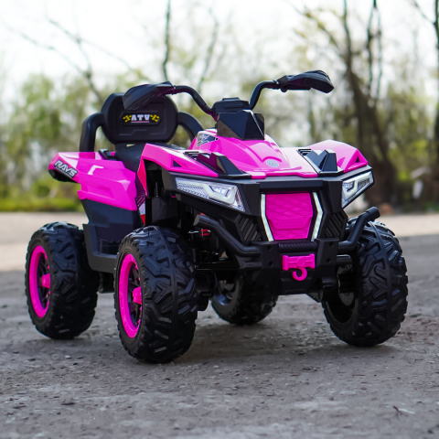 ATV electric pentru copii, 2 locuri, SuperOffroad V2, 4x4, 180W, 12V, 12Ah, premium, roz [3]