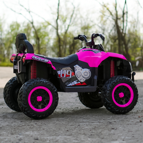 ATV electric pentru copii, 2 locuri, SuperOffroad V2, 4x4, 180W, 12V, 12Ah, premium, roz [6]