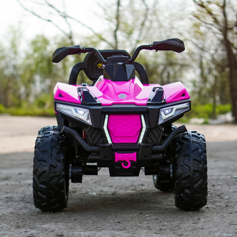 ATV electric pentru copii, 2 locuri, SuperOffroad V2, 4x4, 180W, 12V, 12Ah, premium, roz [2]