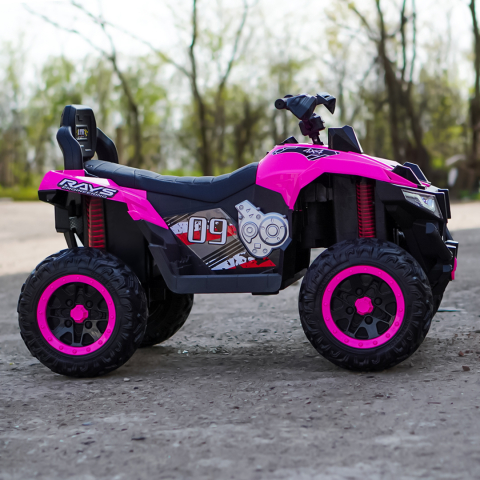 ATV electric pentru copii, 2 locuri, SuperOffroad V2, 4x4, 180W, 12V, 12Ah, premium, roz [5]