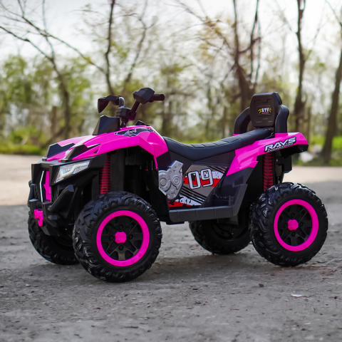 ATV electric pentru copii, 2 locuri, SuperOffroad V2, 4x4, 180W, 12V, 12Ah, premium, roz [10]