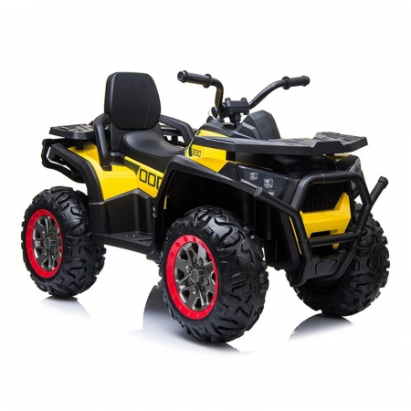 Masinute electrice - ATV electric pentru copii BJ607, music player, 12V, 90W, cu Scaun Tapitat #Galben