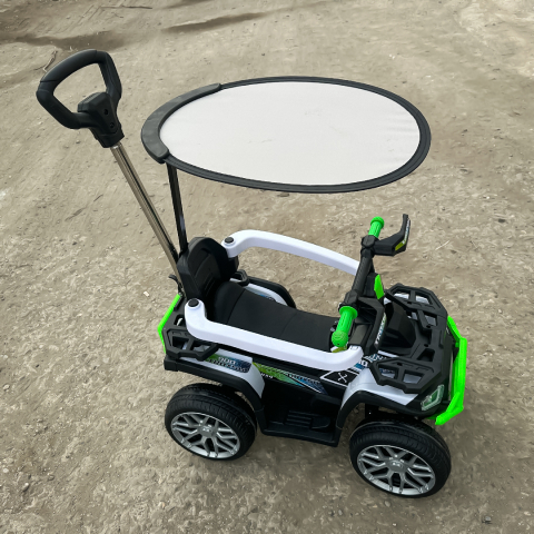 3 in 1 Electric ride-on ATV for children with handle, 30W 6V, EVA wheels, eco leather seat, premium equipped, green [11]