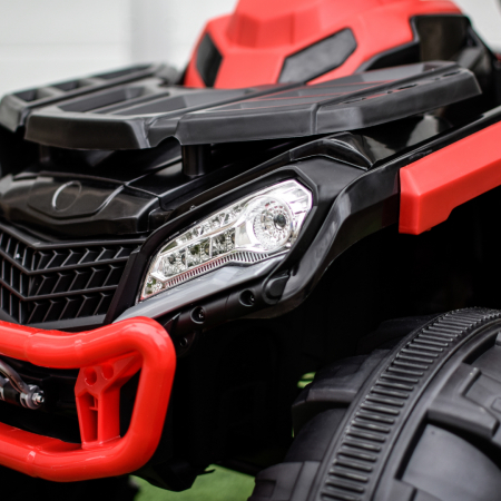 Ride-on electric ATV for children with trailer, Off-road 70W 12V, with leather seat, red [5]
