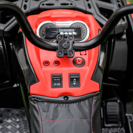 Ride-on electric ATV for children with trailer, Off-road 70W 12V, with leather seat, red [7]