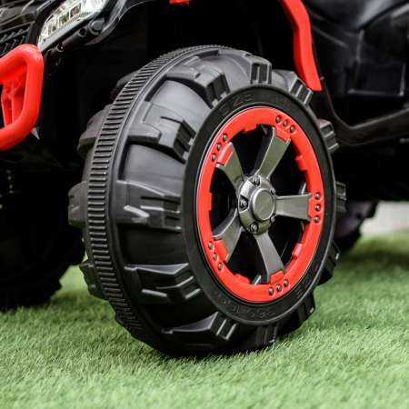 Ride-on electric ATV for children with trailer, Off-road 70W 12V, with leather seat, red [6]
