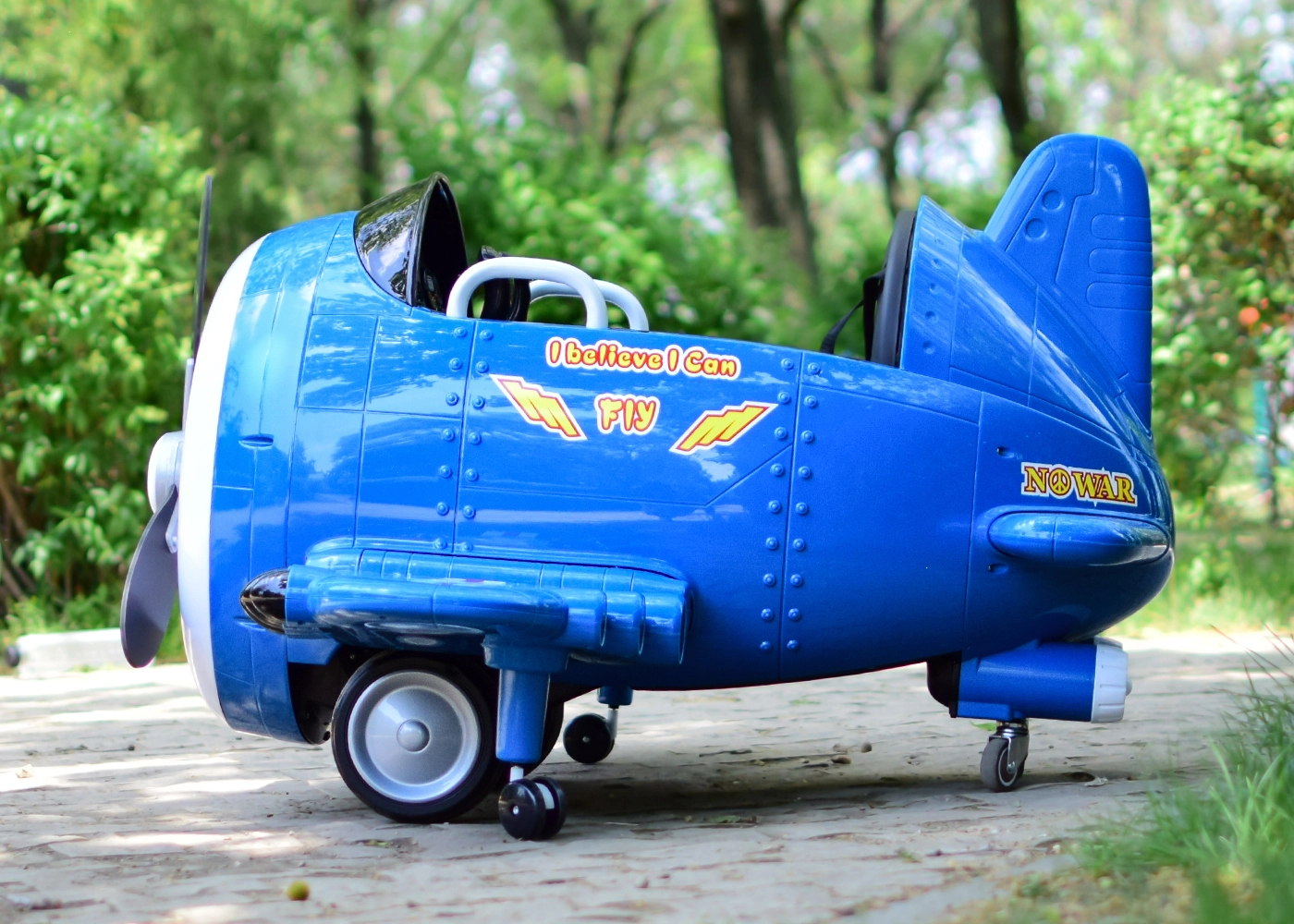 Electric ride-on plane for children Eyas BJ20201 60W 12V, remote control, blue [2]
