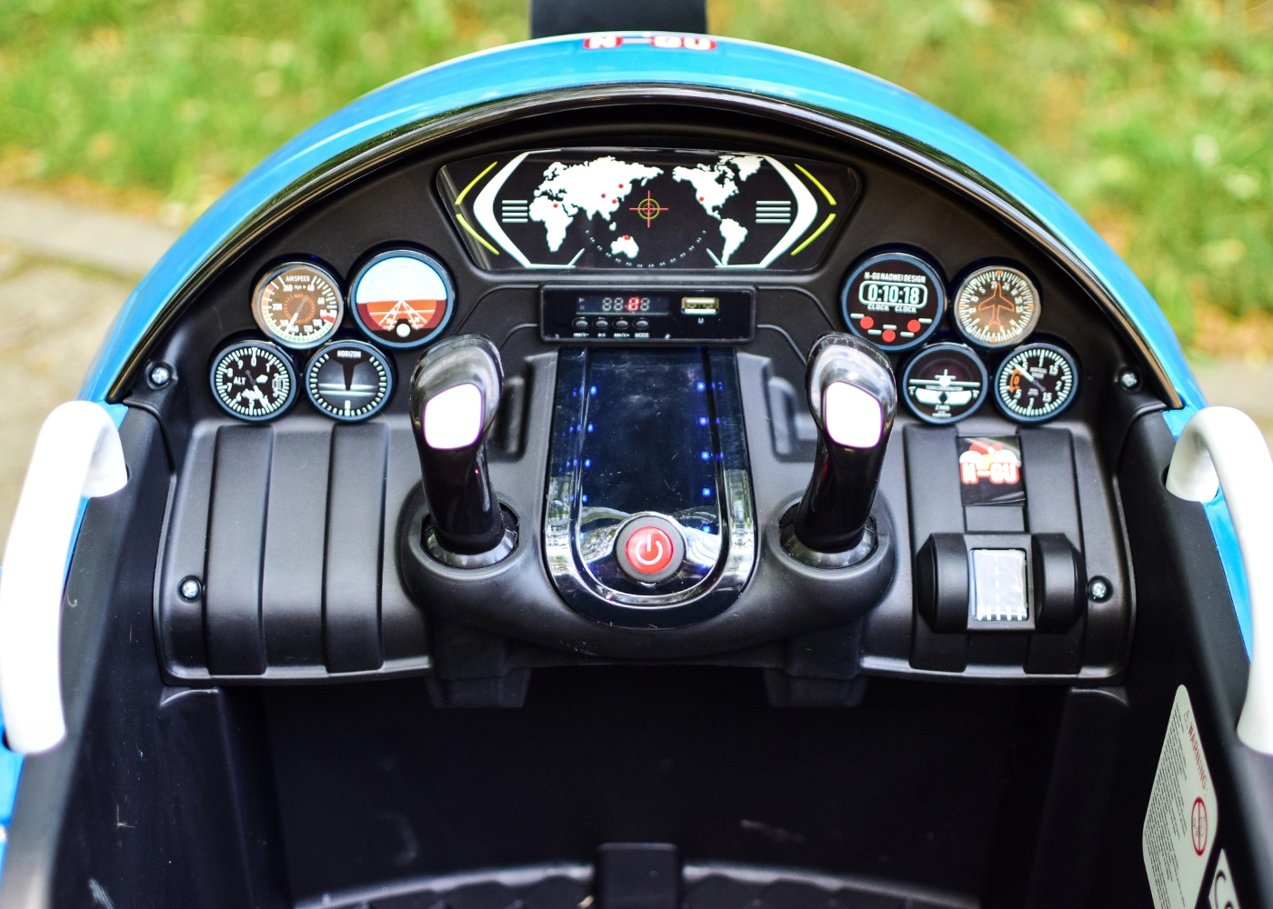 Electric ride-on plane for children Eyas BJ20201 60W 12V, remote control, blue [9]