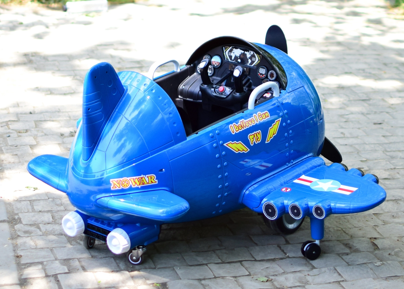 Electric ride-on plane for children Eyas BJ20201 60W 12V, remote control, blue [6]