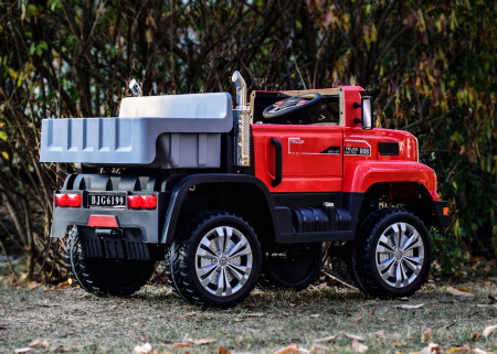 Electric ride on dump truck, for 2 children, 4WD Truck 180W, 12V premium, red [14]