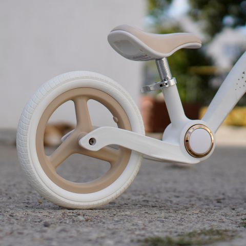 Kids’ Balance Bike, Foldable, with LED Lights, 12-Inch Inflatable Wheels, White-Beige [5]