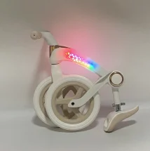 Kids’ Balance Bike, Foldable, with LED Lights, 12-Inch Inflatable Wheels, White-Beige [8]