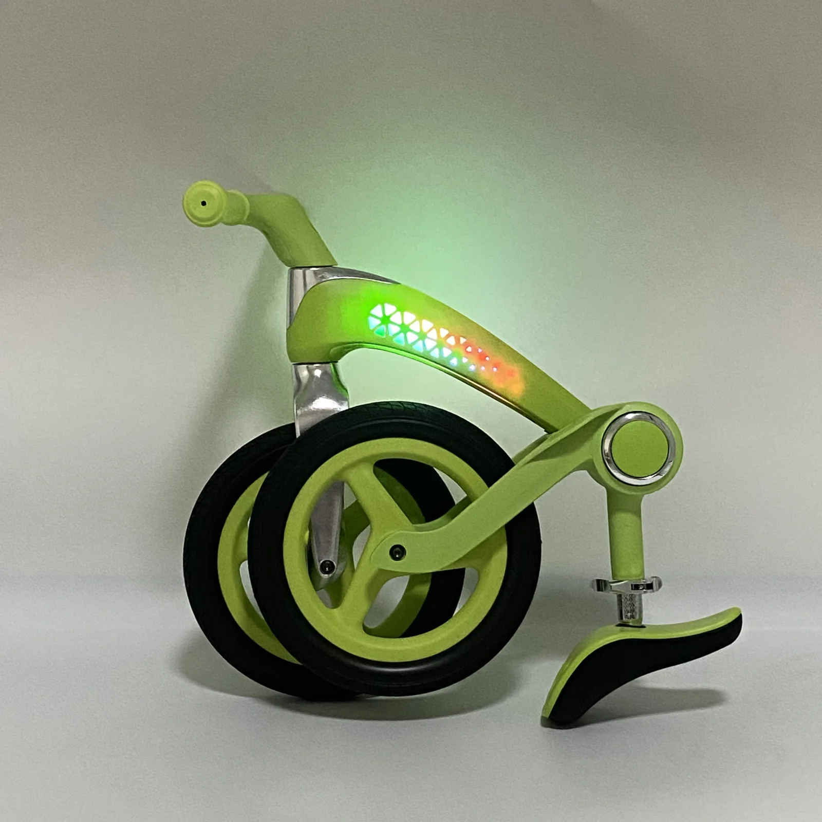 Kids’ Balance Bike, Foldable, with LED Lights, 12-Inch Inflatable Wheels, green [8]