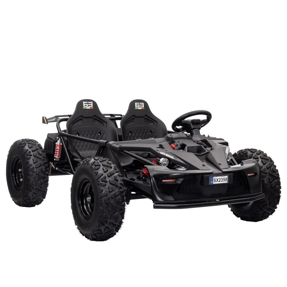 Masinute electrice - Buggy electric copii, 2 locuri, 800W 48V, roti gonflabile, music player, negru