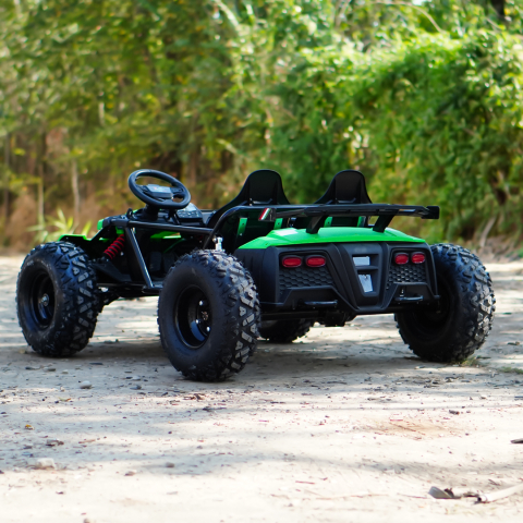 Buggy electric copii, 2 locuri, 800W 48V, roti gonflabile, music player, verde [7]