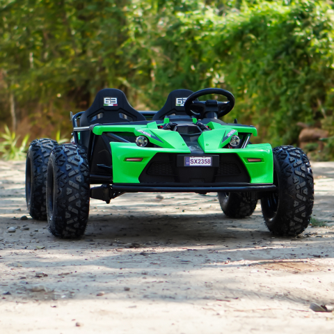 Buggy electric copii, 2 locuri, 800W 48V, roti gonflabile, music player, verde [1]