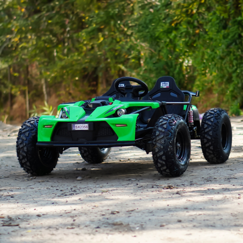 Buggy electric copii, 2 locuri, 800W 48V, roti gonflabile, music player, verde [2]