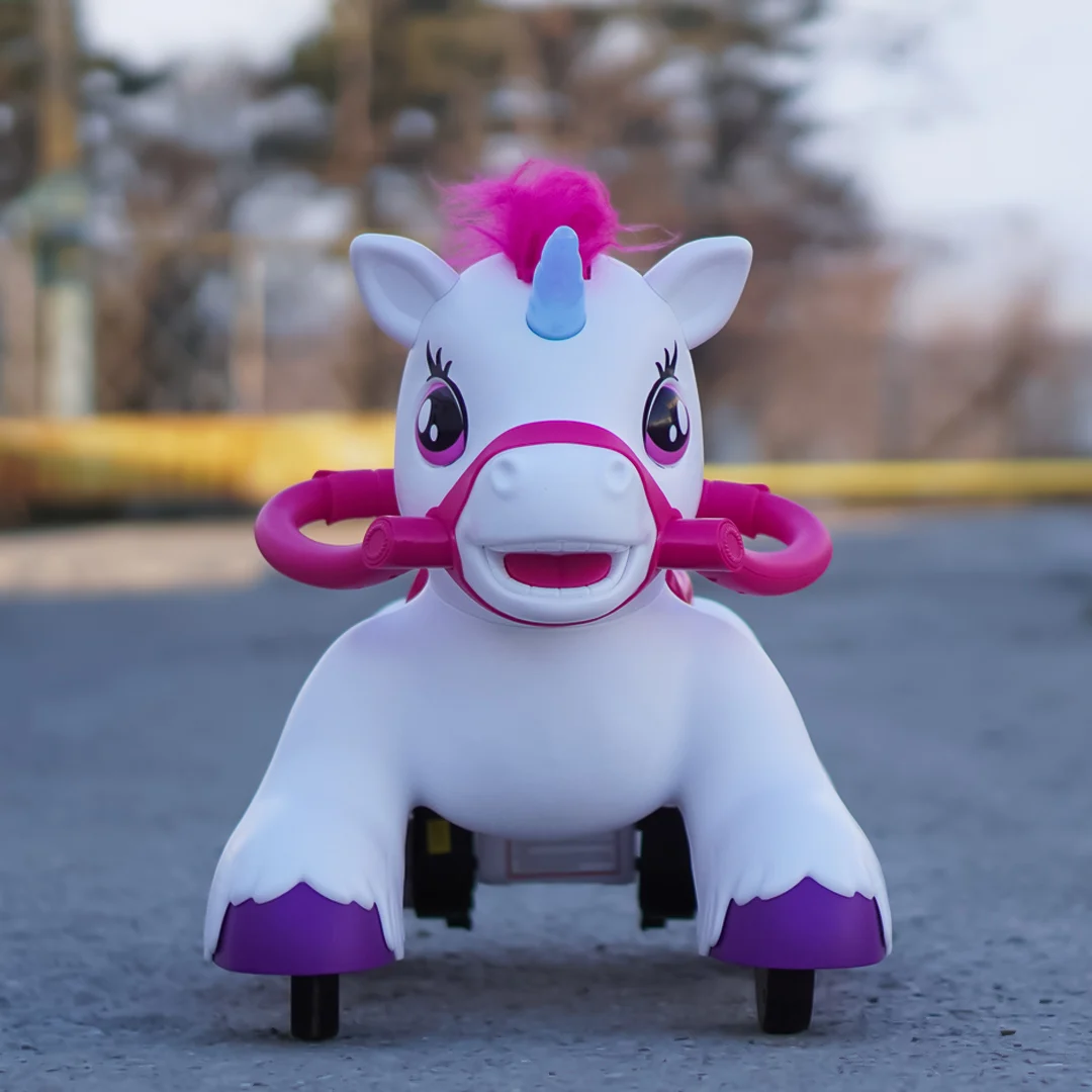 Interactive Electric Ride-On Horse with Wheels – Unicorn, for Kids 3–4 Years, 70W, 12V, Pink [2]