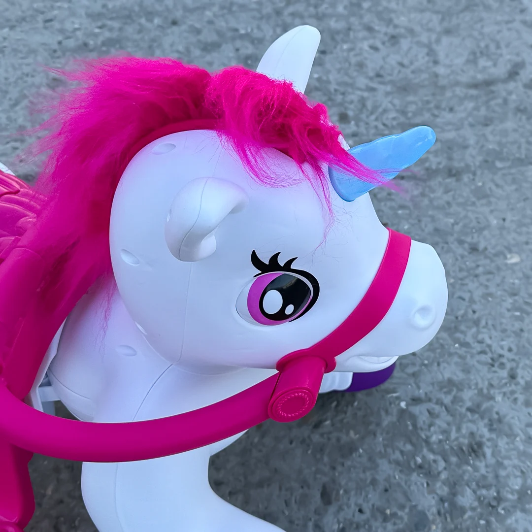 Interactive Electric Ride-On Horse with Wheels – Unicorn, for Kids 3–4 Years, 70W, 12V, Pink [11]