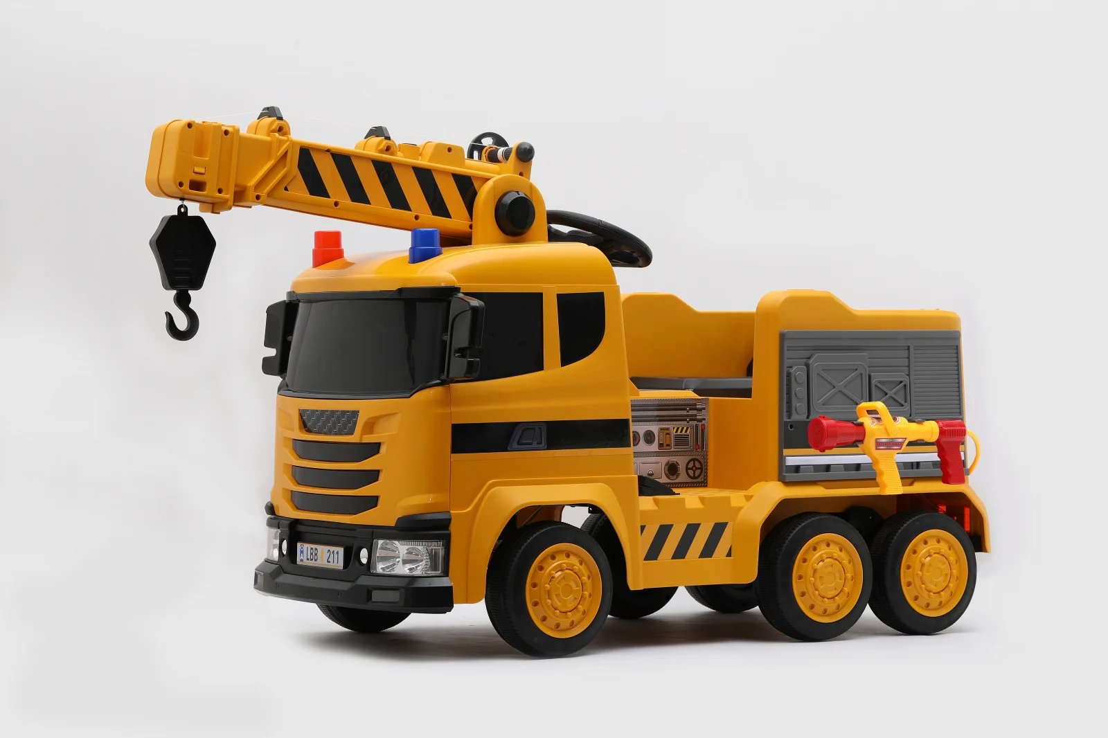 Electric Ride-On cars - Electric ride-on truck with crane for children, 140W, 12V-10Ah, yellow