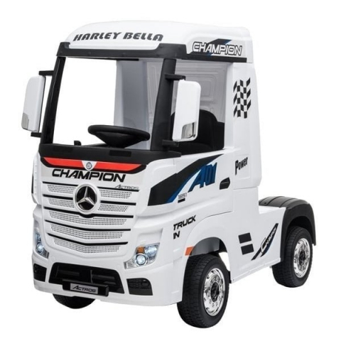 Special Ride on vehicles - Licensed electric ride-on truck, Mercedes ACTROS, 4x4 180W, 12V, PREMIUM, white